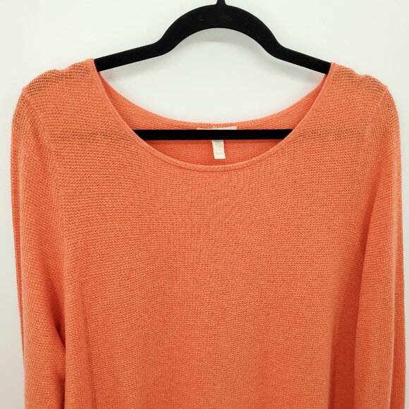 Eileen Fisher Cotton Cashmere Waffle Knit Top XL Orange - Picture 5 of 14